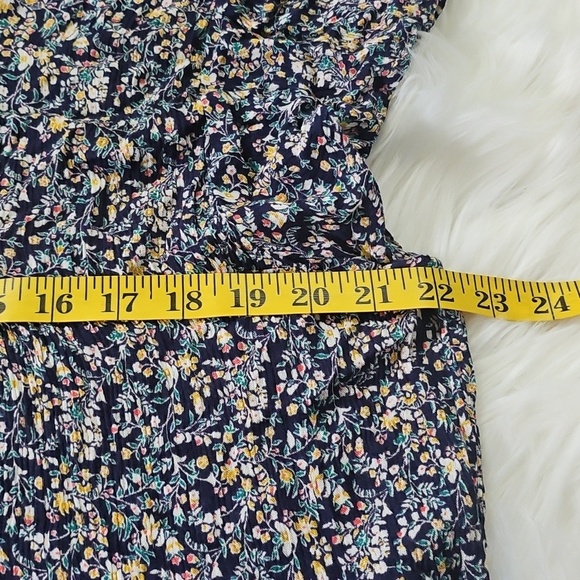 Maurices Navy Blue Floral Print Tie Neck Blouse - Picture 11 of 12